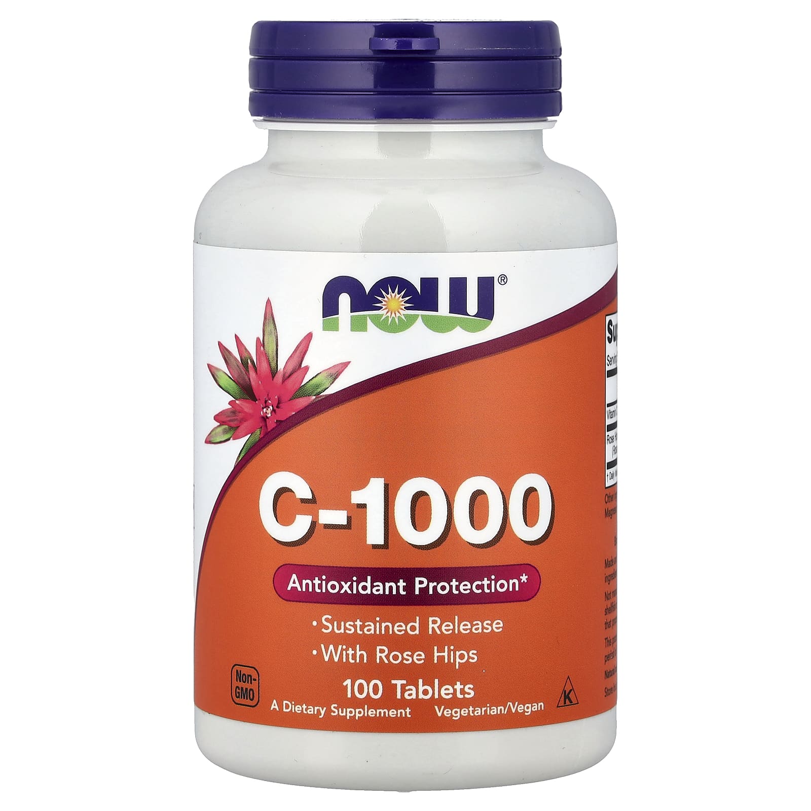 Витамин C NOW Foods With Rose Hips, 100 таблеток