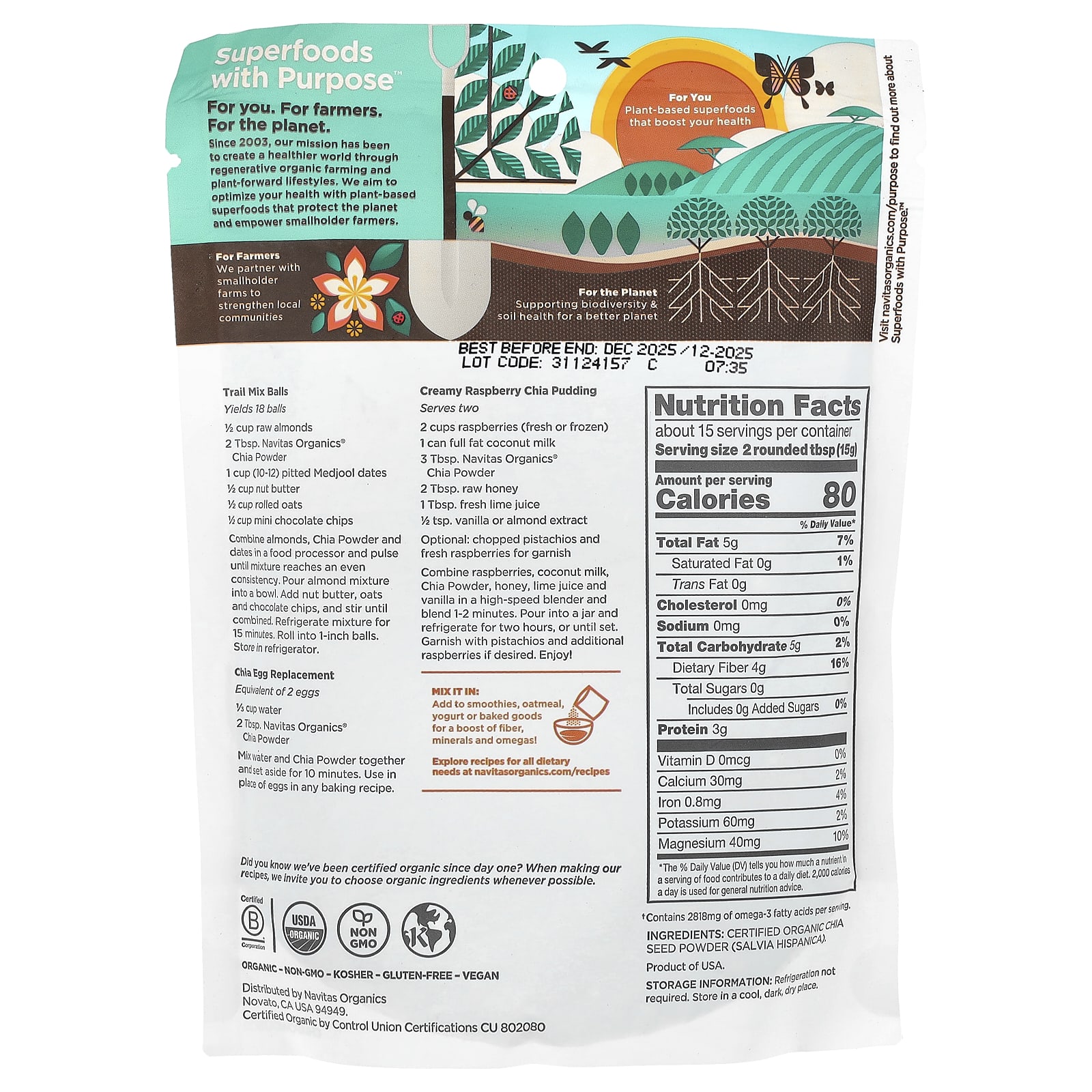 Порошок Navitas Organics Organic Chia, 227 г — фото 2