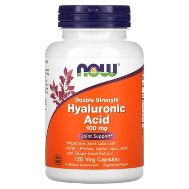 Альфа-липоевая кислота NOW Foods Hyaluronic Acid With L-Proline and Grape Seed Extract, 100 мг, 120 растительных капсул