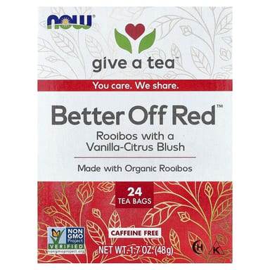 Чай NOW Foods Better Off Red™ Caffeine Free, 24 чайных пакетика, 48 г, чайные пакетики