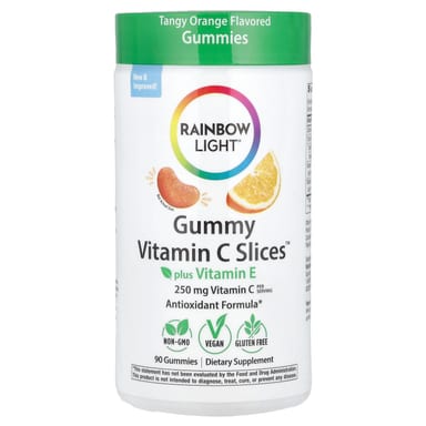 Витамин C Rainbow Light Gummy Slices™ Plus Vitamin E Tangy Orange, 90 жевательных пастилок