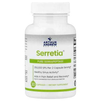 Серрапептаза Arthur Andrew Medical Serretia® Pure, 30 капсул