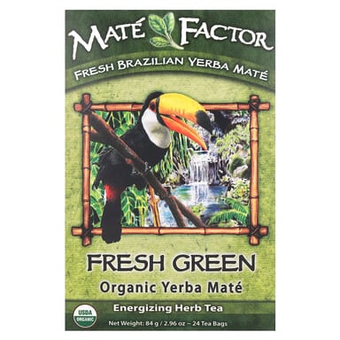 Чай Mate Factor Organic Yerba Mate Fresh Green, оттенок 24 Tea Bags, 84 г, чайные пакетики