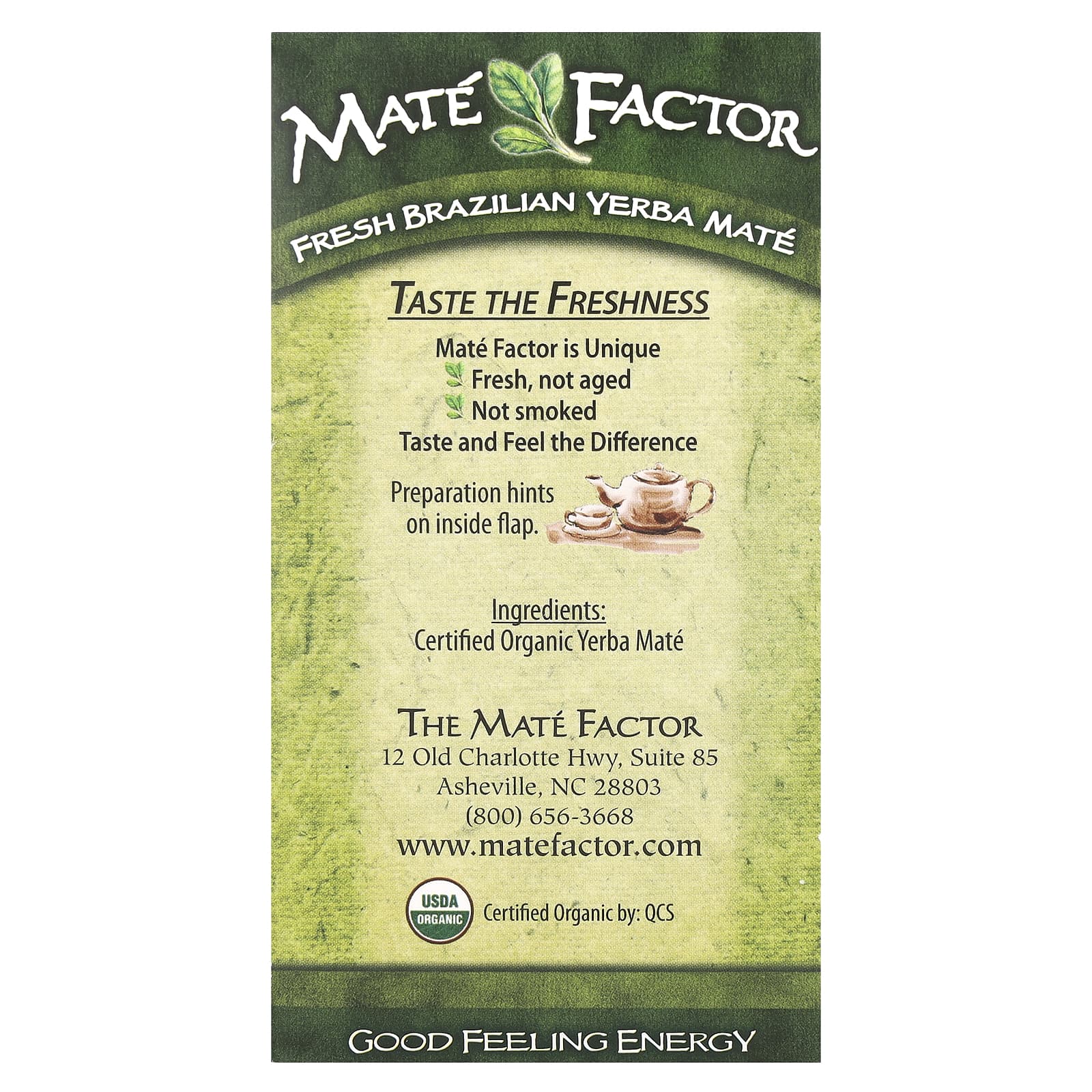 Чай Mate Factor Organic Yerba Mate Fresh Green, оттенок 24 Tea Bags, 84 г, чайные пакетики — фото 2