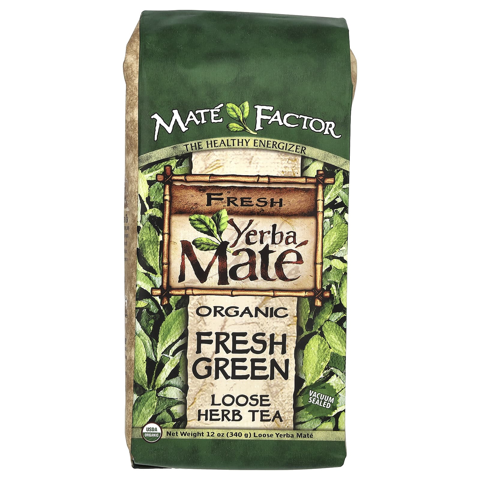 Чай Mate Factor Organic Yerba Mate Loose Herb Fresh Green, 340 г