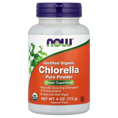 Хлорелла NOW Foods Certified Organic Pure Powder, 113 г, порошок