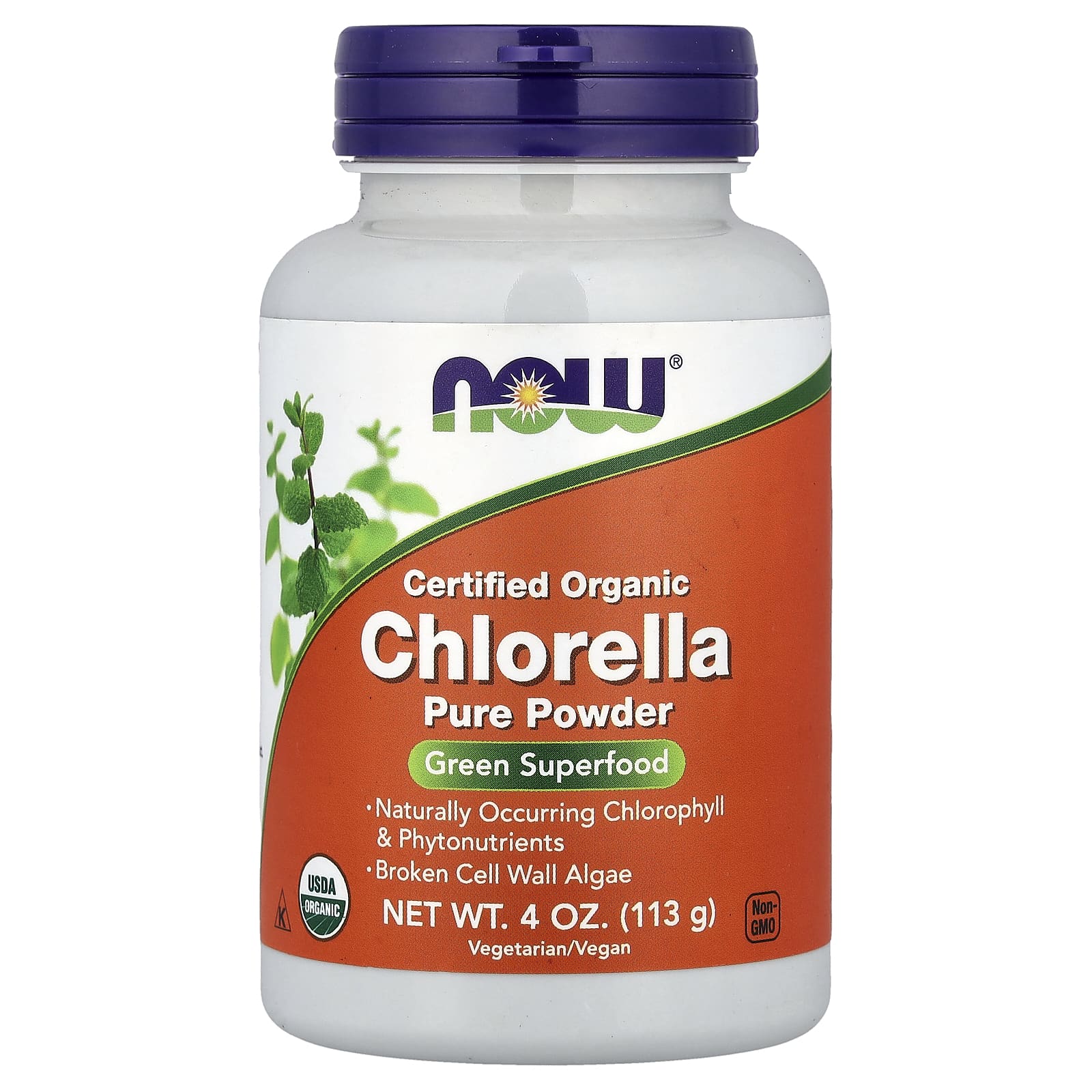 Хлорелла NOW Foods Certified Organic Pure Powder, 113 г, порошок