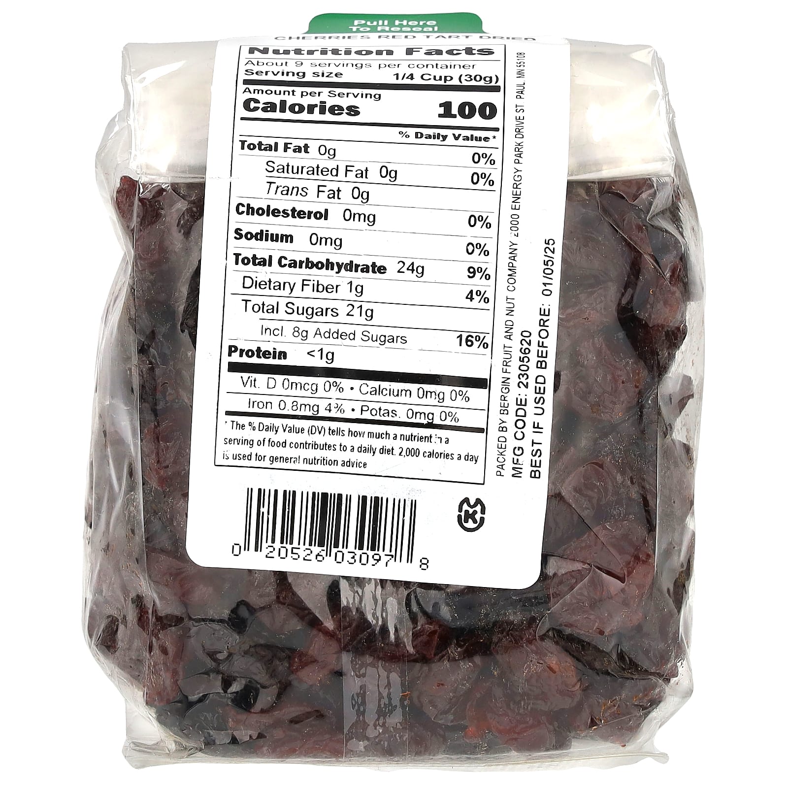 Вишня красная кисленькая, сушеная, 283 г (10 oz) Bergin Fruit and Nut Company — фото 2