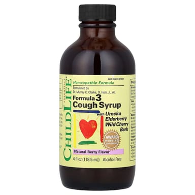 Формула ChildLife Essentials 3 Cough Syrup, вкус Natural Berry, 118.5 мл
