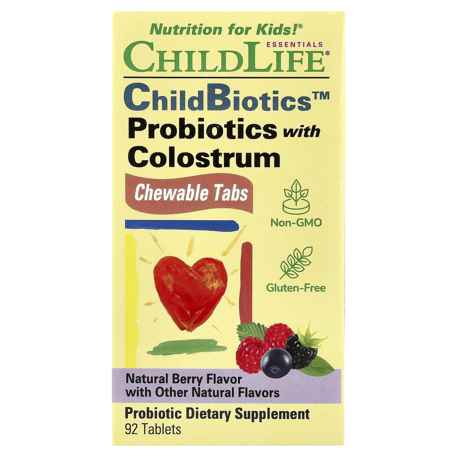 Пробиотик ChildLife Essentials ChildBiotics™ with Colostrum Chewable Tabs Natural Berry, 92 таблеток — фото 2