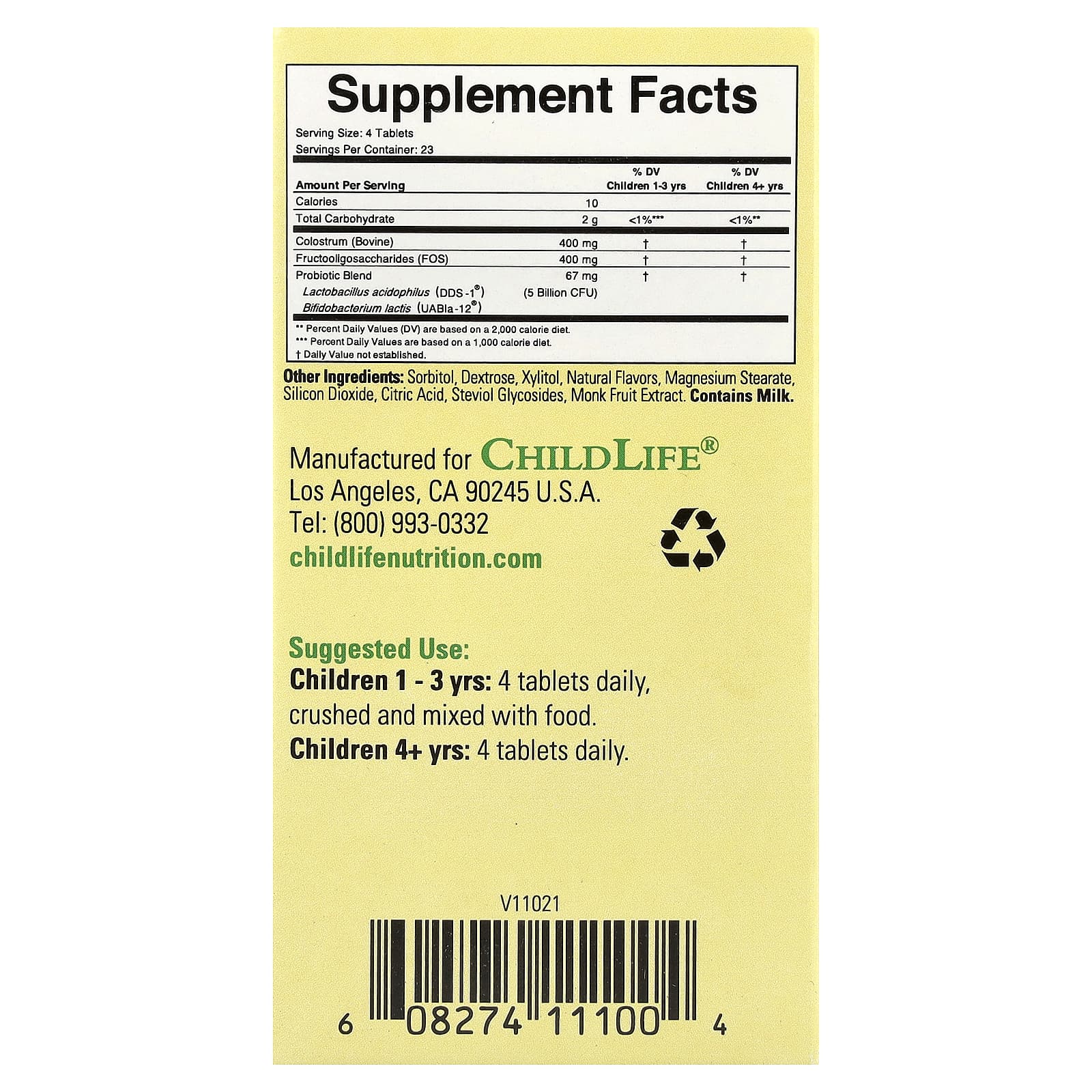 Пробиотик ChildLife Essentials ChildBiotics™ with Colostrum Chewable Tabs Natural Berry, 92 таблеток — фото 3