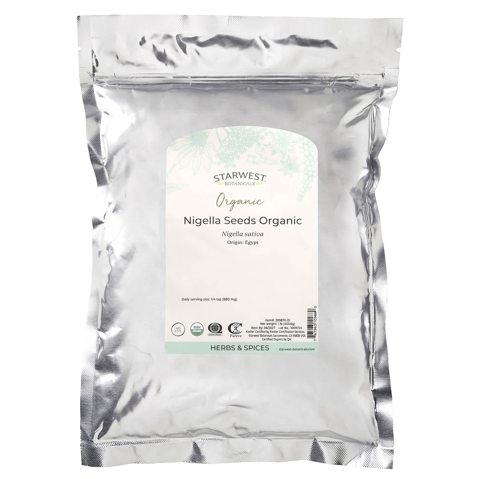 Семена чёрного тмина (нигелла) Starwest Botanicals, 453.6 мг
