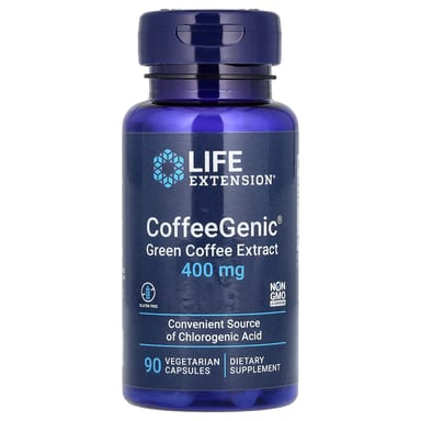 Кофе Life Extension CoffeeGenic Green Extract, 400 мг, 90 растительных капсул