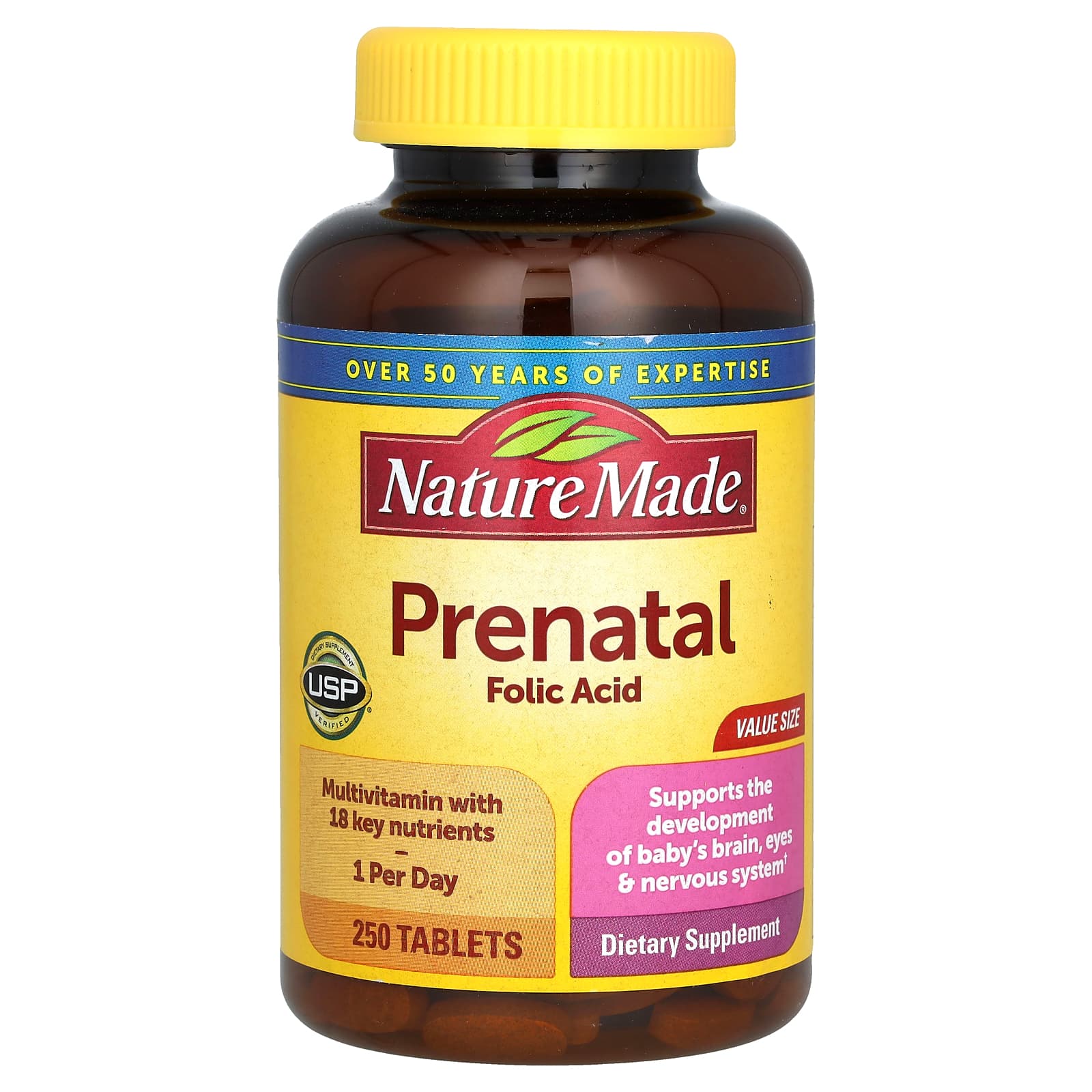 Фолиевая кислота Nature Made Prenatal, 250 таблеток