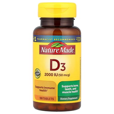 Витамин D3 Nature Made, 50 мкг (2000 МЕ), 100 таблеток