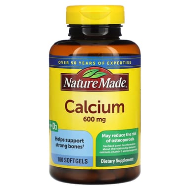 Витамин D3 Nature Made Calcium , 600 мг, 100 мягких капсул