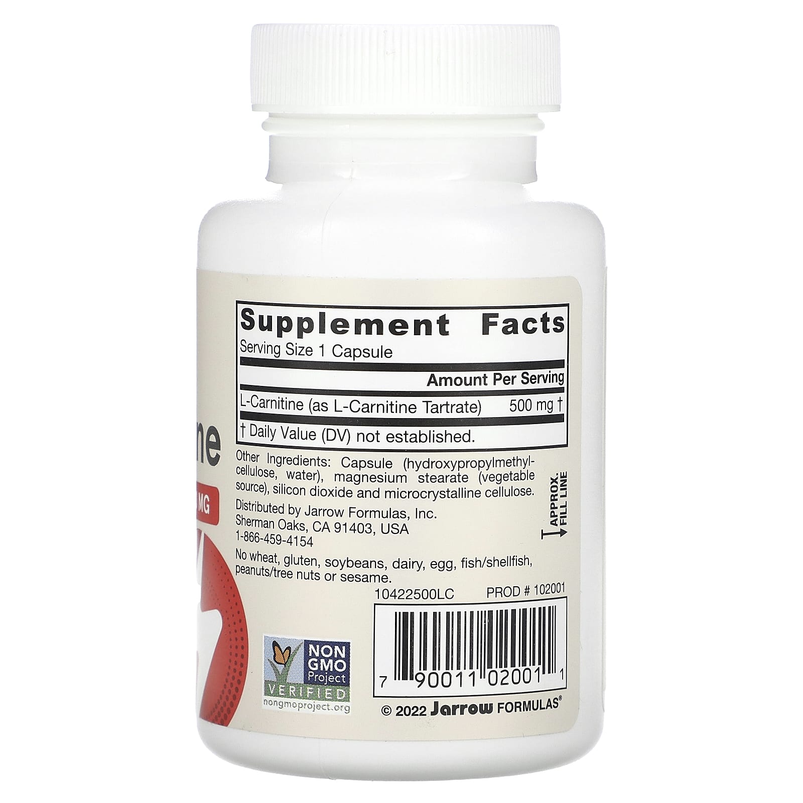 L-карнитин Jarrow Formulas L-Carnitine, 500 мг, 50 растительных капсул — фото 2