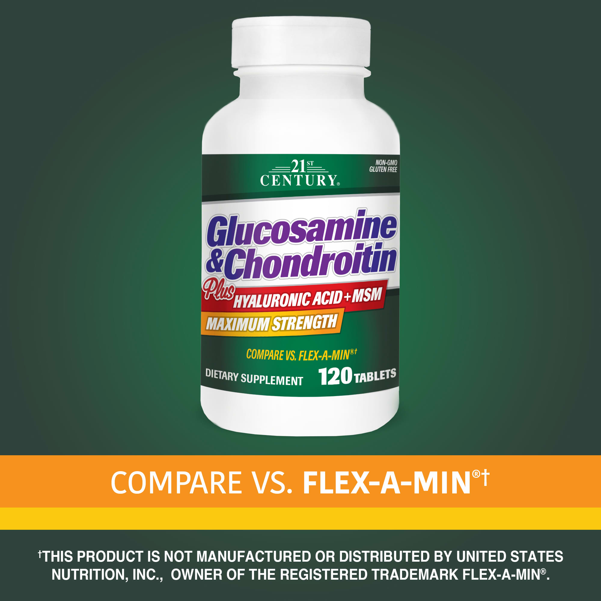 Гиалуроновая кислота 21st Century Glucosamine & Chondroitin Plus + MSM, 120 таблеток — фото 2