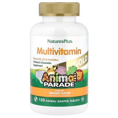 Детские жевательные мультивитамины NaturesPlus Animal Parade® Gold, вкус Orange, 120 жевательных таблеток в форме животных