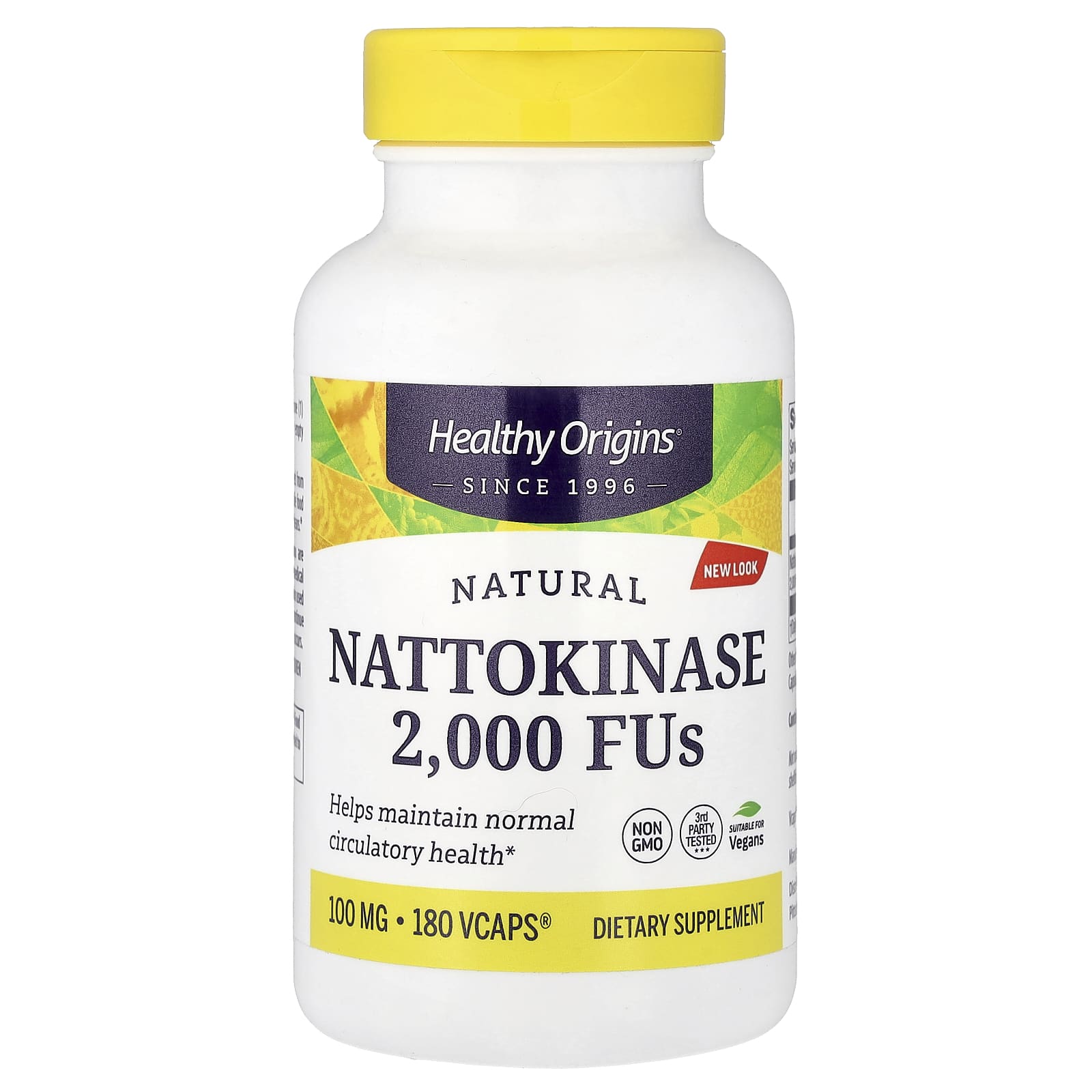 Наттокиназа Healthy Origins Natural, оттенок 180 Vcaps®, 100 мг