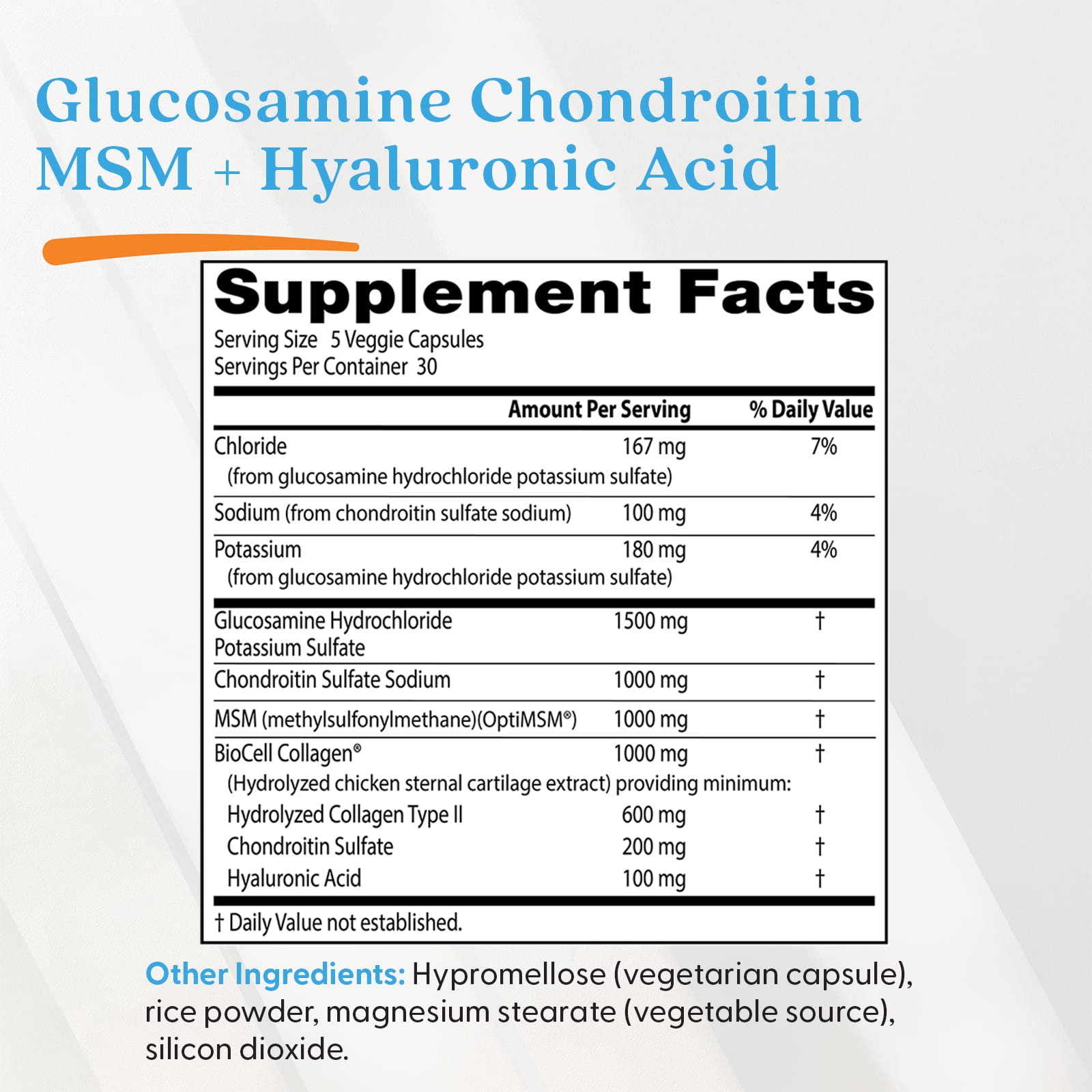 Гиалуроновая кислота Doctor's Best Glucosamine Chondroitin MSM , 150 растительных капсул — фото 2