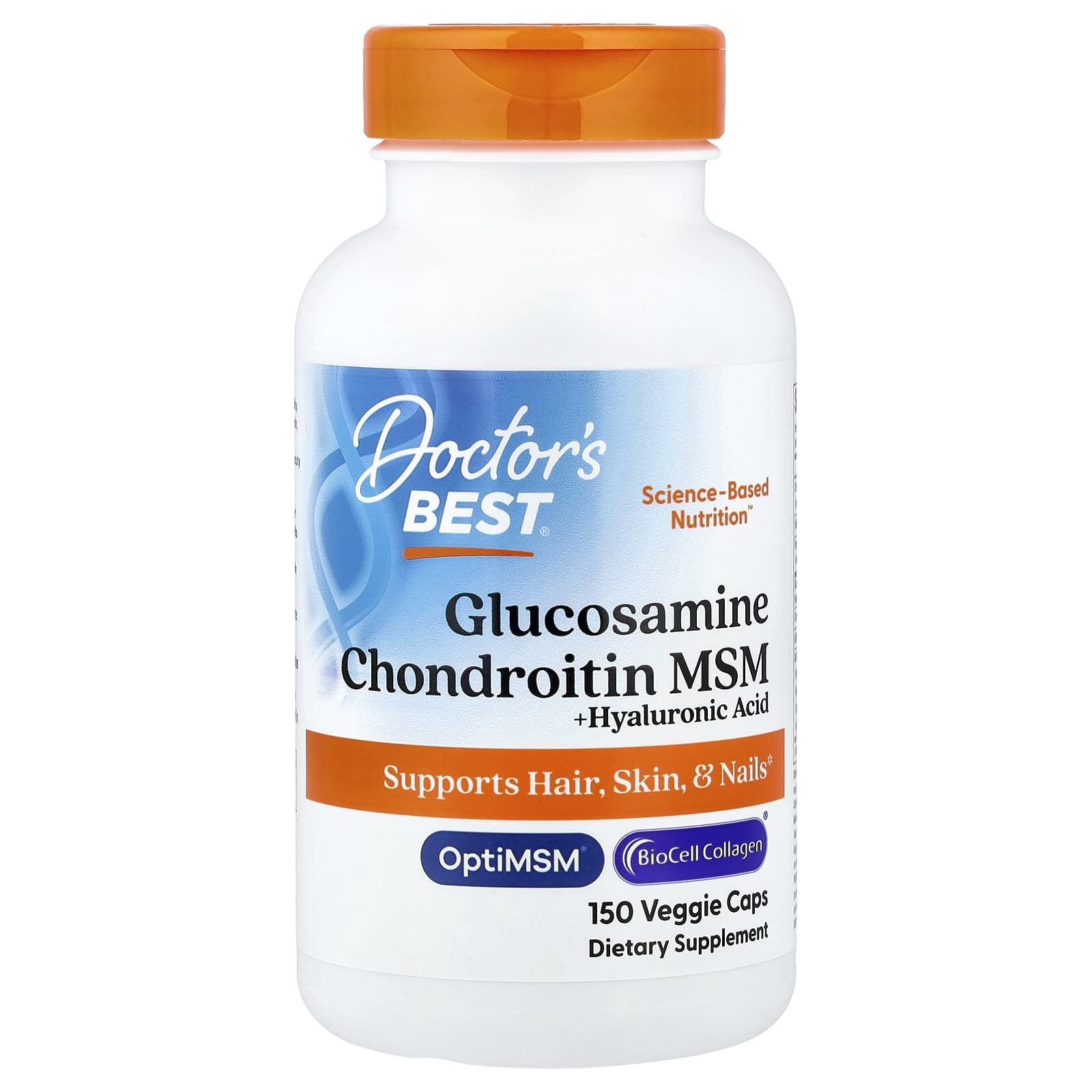 Гиалуроновая кислота Doctor's Best Glucosamine Chondroitin MSM , 150 растительных капсул — фото 8