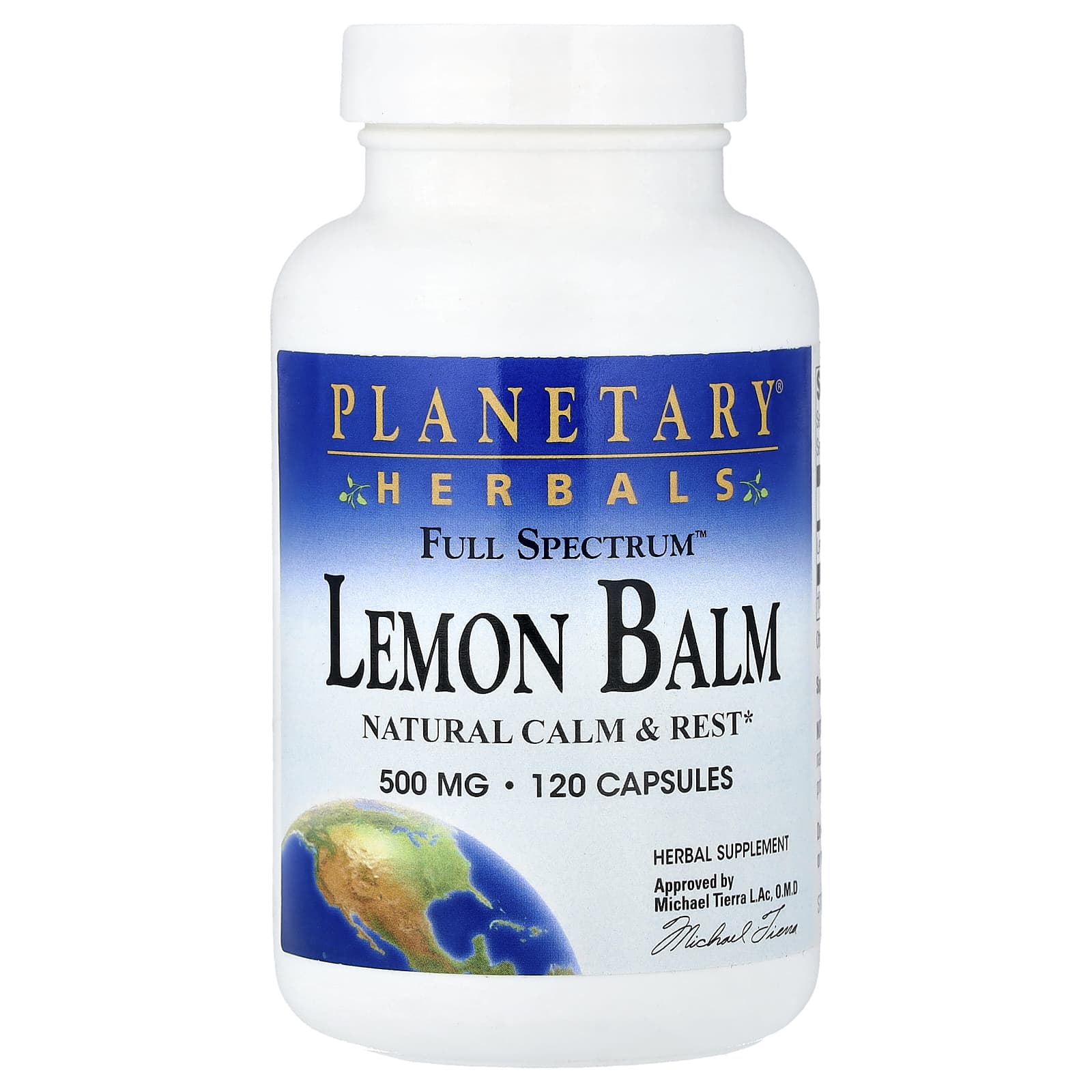 Мелисса Planetary Herbals, вкус Full Spectrum™ Lemon Balm, 500 мг, 120 капсул