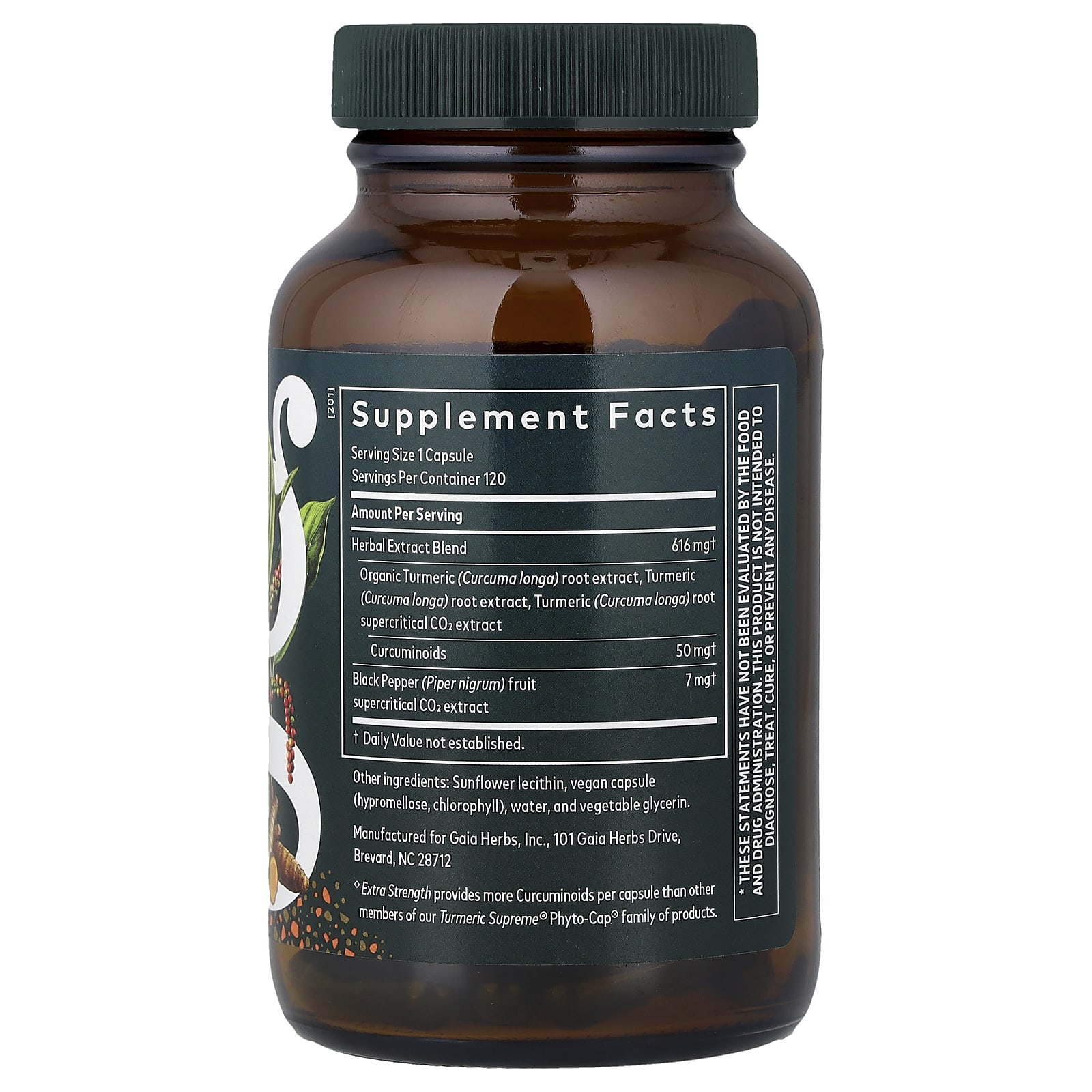 Куркума Gaia Herbs Supreme®, оттенок 120 Liquid Phyto-Caps, жидкая форма — фото 2