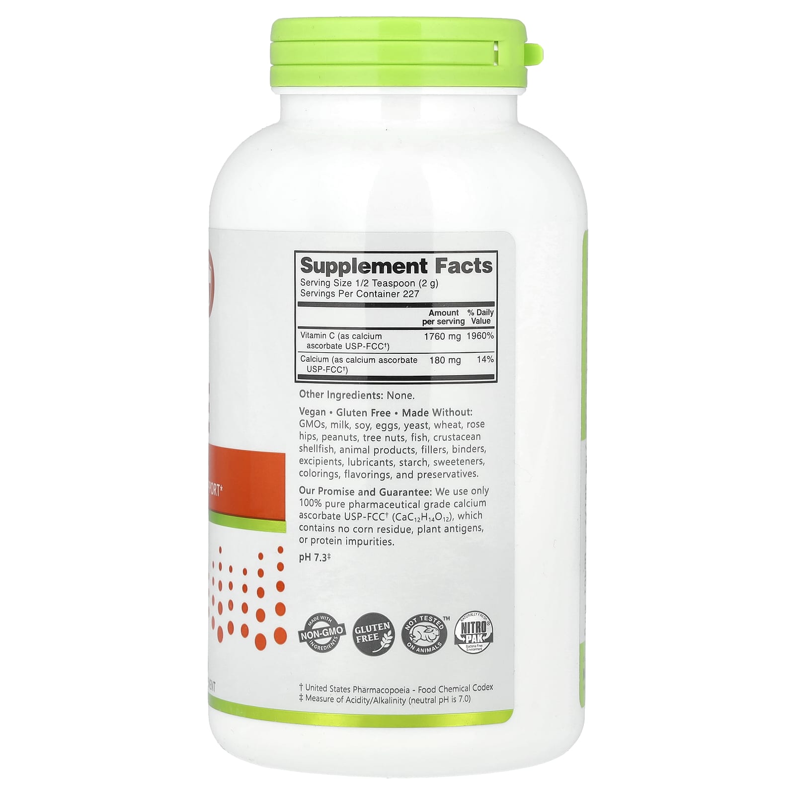 Кальций NutriBiotic Immunity Ascorbate, 454 г — фото 2