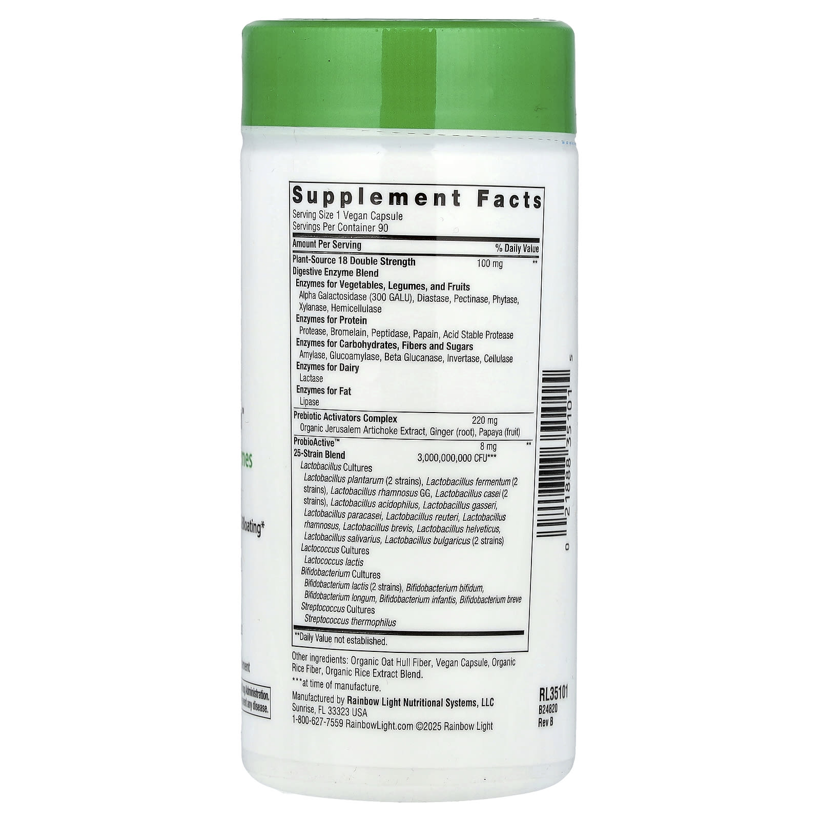 Пробиотик Rainbow Light All-Zyme™ Plant Source Enzymes , 90 растительных капсул — фото 2