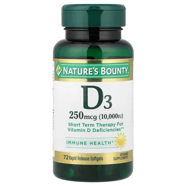 Фото товара: Витамин D3 Nature's Bounty 72 Rapid Release, 250 мкг (10000 МЕ), мягкие капсулы