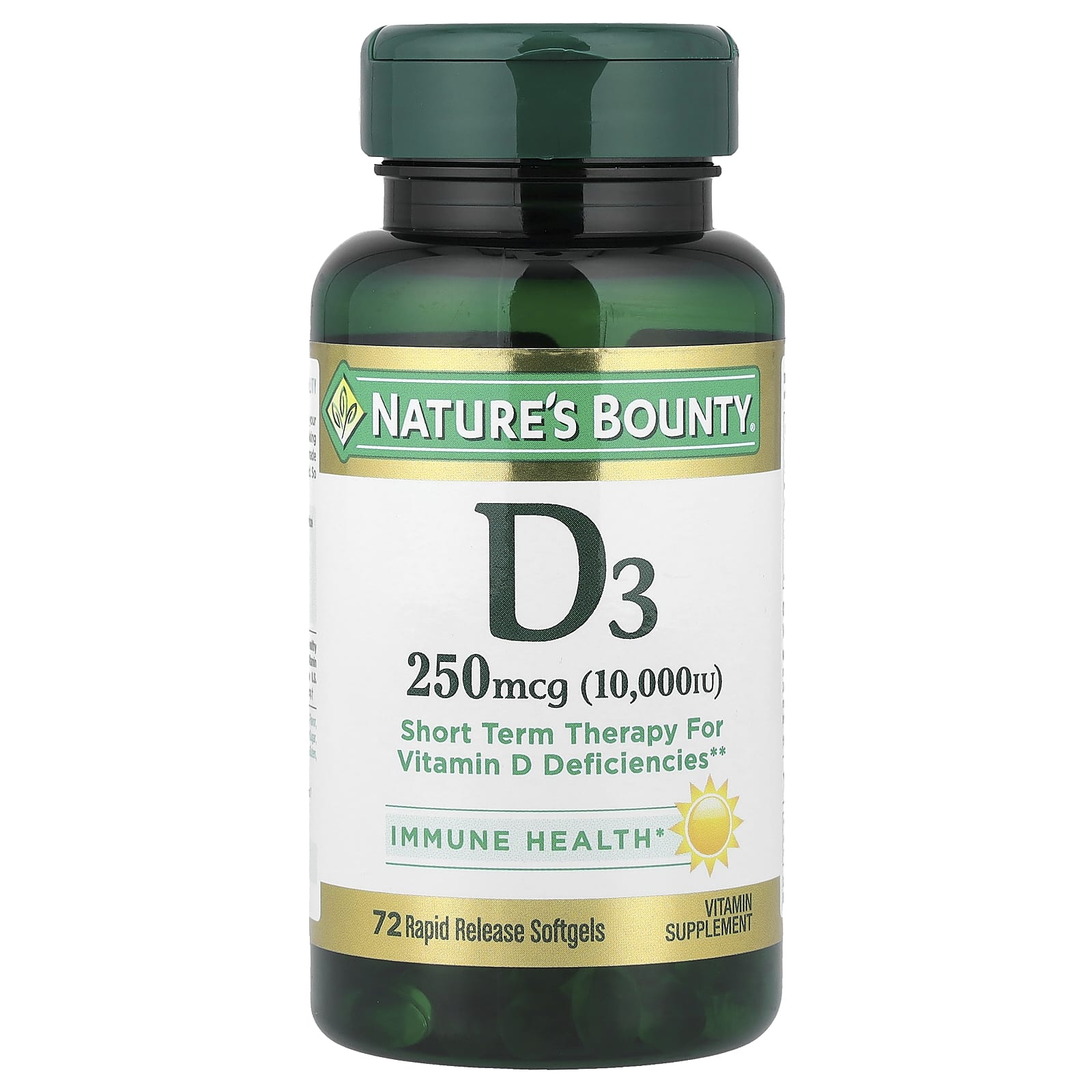 Витамин D3 Nature's Bounty 72 Rapid Release, 250 мкг (10000 МЕ), мягкие капсулы
