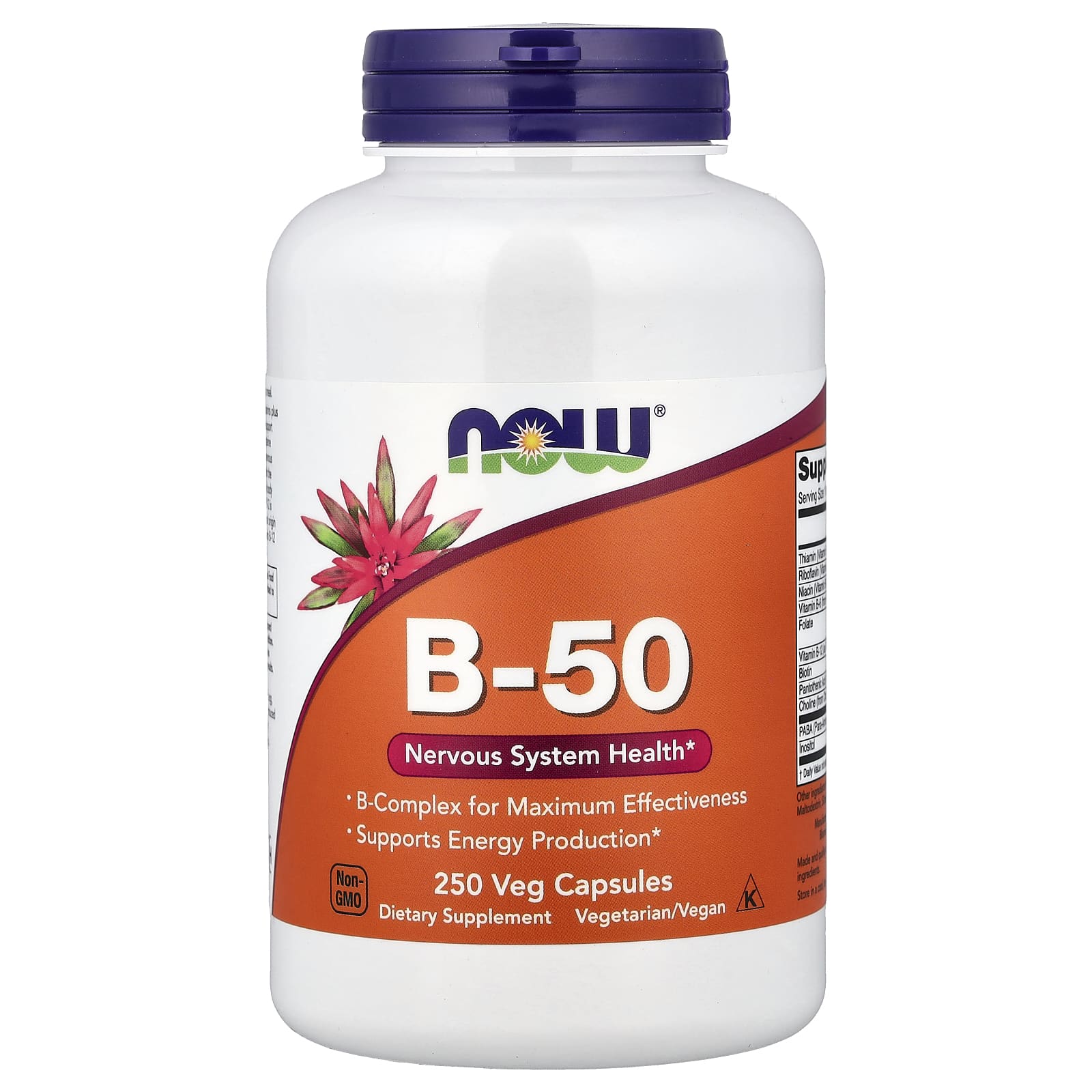 Комплекс витаминов B-50 NOW Foods B-50, 250 растительных капсул — фото 2