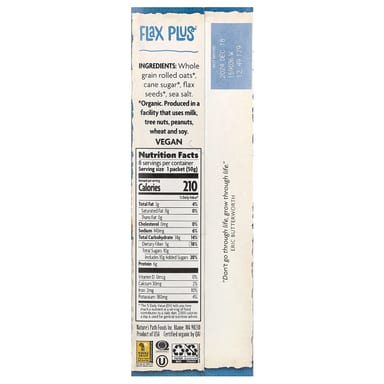Овсянка Nature's Path Organic Instant Flax Plus 8 Packets, 400 г, саше
