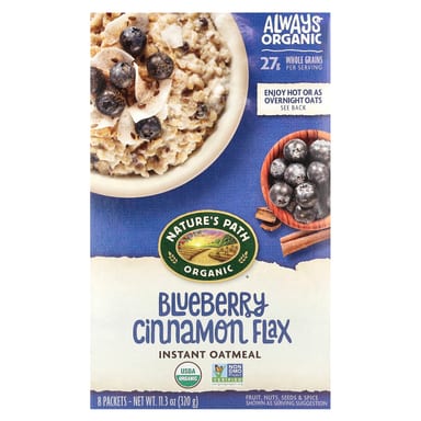 Овсянка Nature's Path Organic Instant Blueberry Cinnamon Flax 8 Packets, 320 г, саше