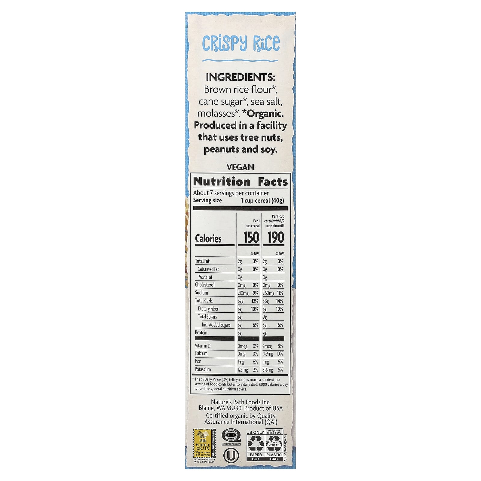 Хлопья Nature's Path Organic Crispy Rice, 284 г — фото 2