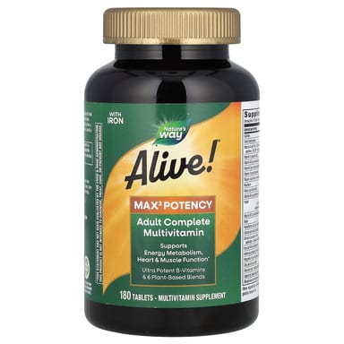 Мультивитамины Nature's Way Alive! Max3 Potency Adult Complete With Iron, 180 таблеток