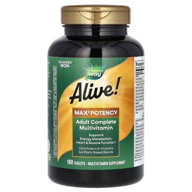 Мультивитамины Nature's Way Alive! Max3 Potency Adult Complete No Added Iron, 180 таблеток