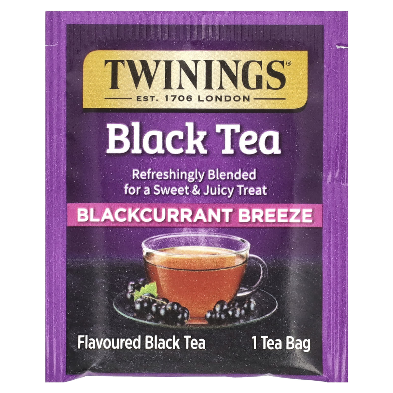 Чай Twinings Flavored Black Blackcurrant Breeze, оттенок 20 Tea Bags, 40 г, чайные пакетики — фото 2