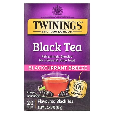 Чай Twinings Flavored Black Blackcurrant Breeze, 20 чайных пакетиков, 40 г, чайные пакетики