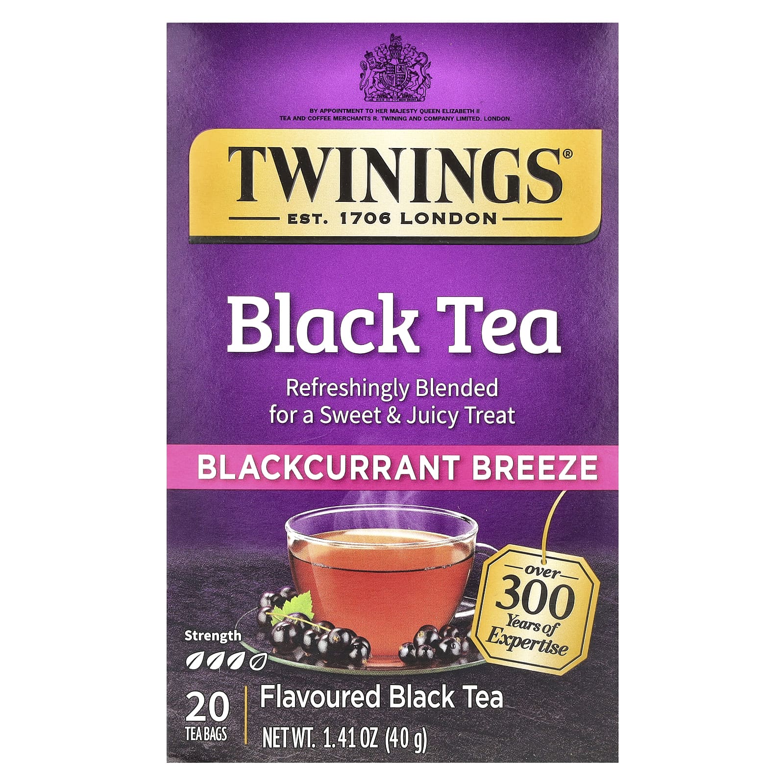 Чай Twinings Flavored Black Blackcurrant Breeze, оттенок 20 Tea Bags, 40 г, чайные пакетики — фото 3
