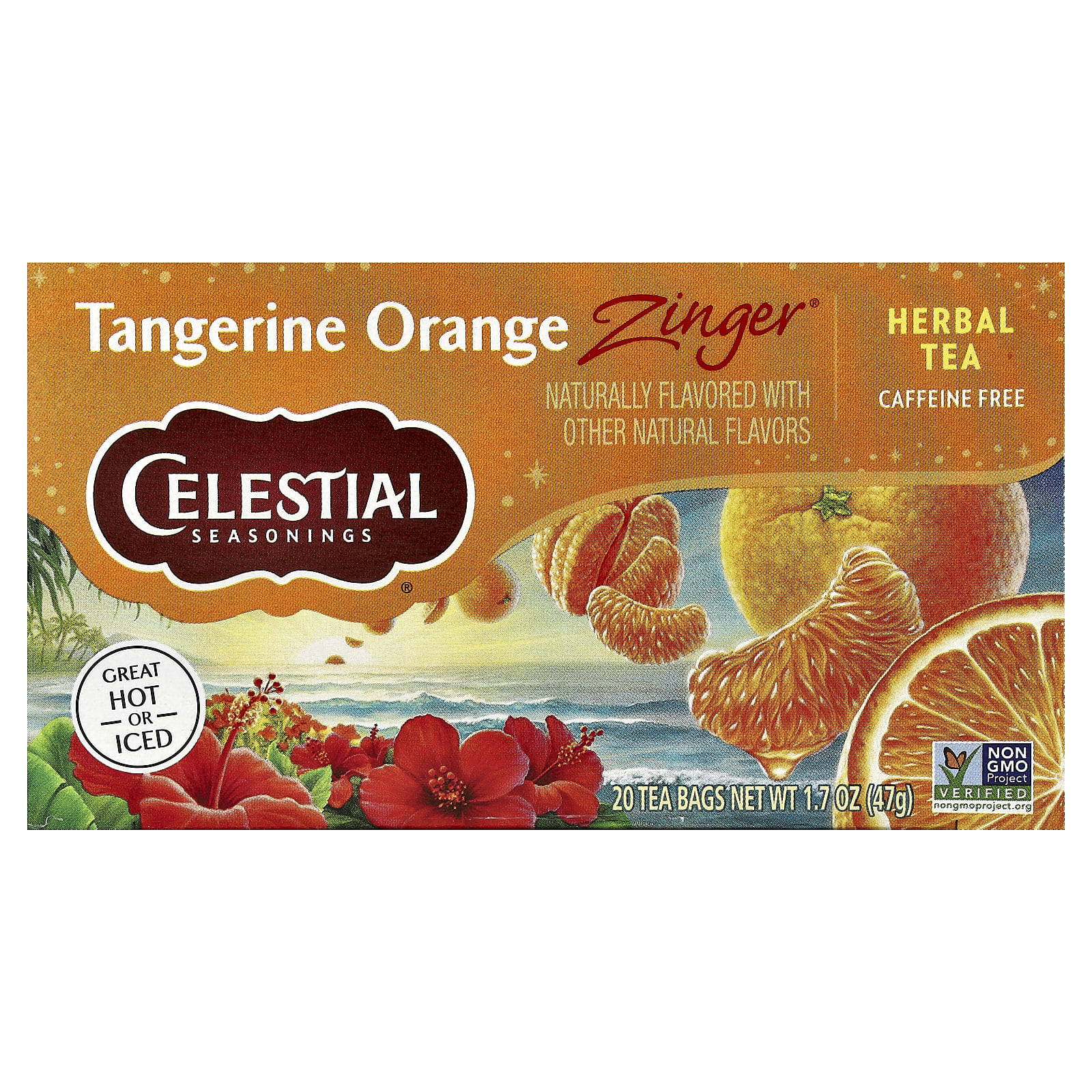 Чай Celestial Seasonings Herbal Tangerine Orange Zinger® Caffeine Free, оттенок 20 Tea Bags, 47 г, чайные пакетики — фото 2