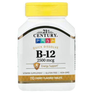 Витамин B12 21st Century, вкус Cherry, 2500 мкг, 110 таблеток