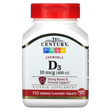 Витамин D3 21st Century Chewable, вкус Orange, 10 мкг (400 МЕ), 110 таблеток