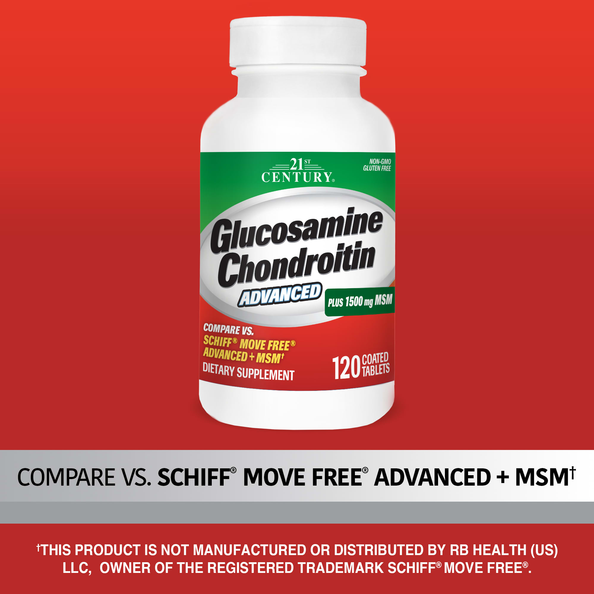 Хондроитин 21st Century Glucosamine Advanced Plus MSM 120 Coated Tablets, таблетки — фото 2