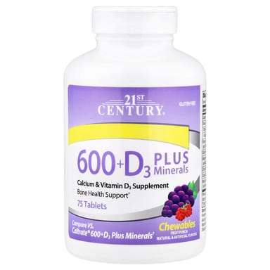 Минерал 21st Century 600 + D3 Plus Fruit Punch, 75 таблеток