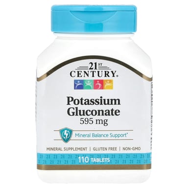 Калий 21st Century Gluconate, 595 мг, 110 таблеток