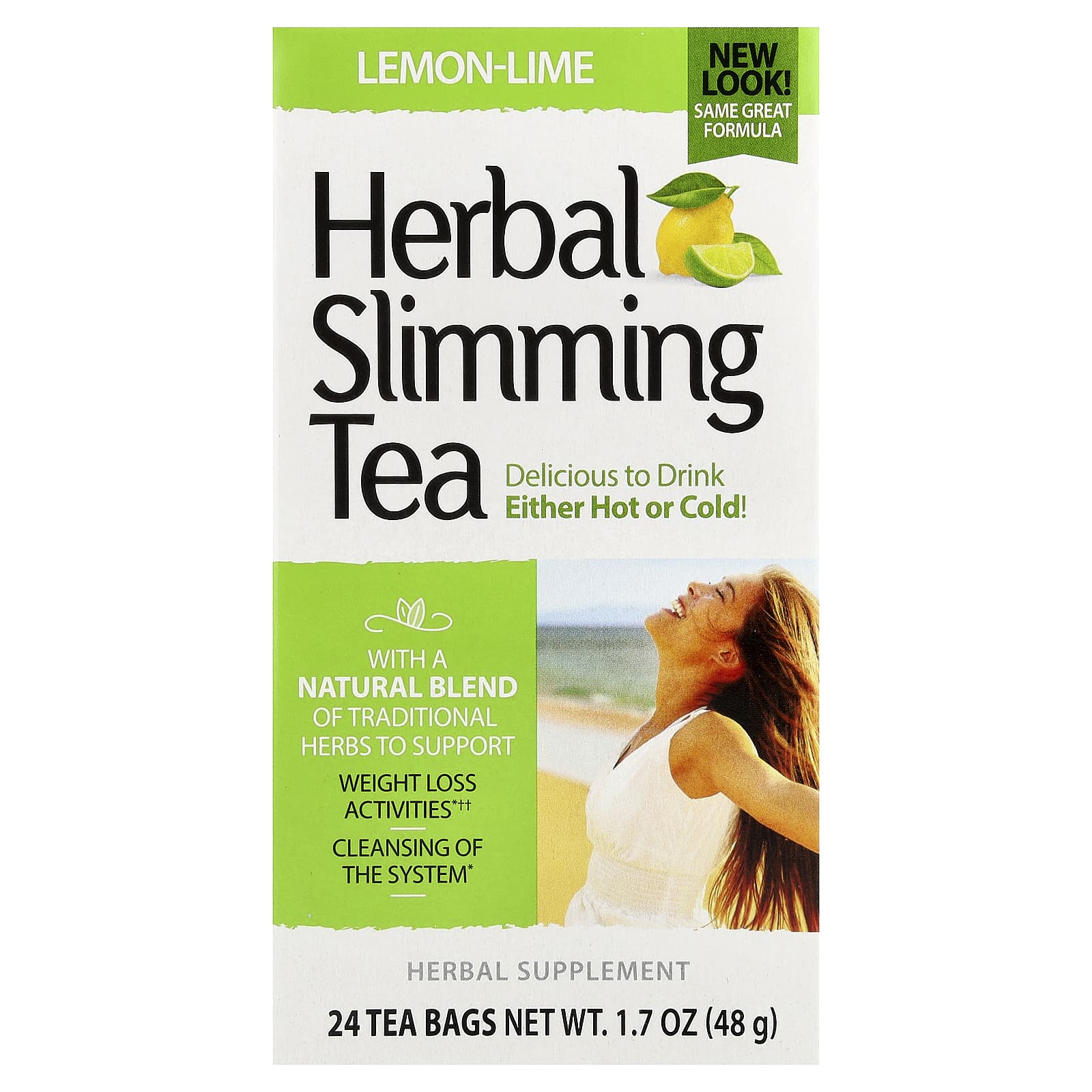 Чай 21st Century Herbal Slimming Lemon-Lime Caffeine Free, оттенок 24 Tea Bags, 48 г, чайные пакетики — фото 6