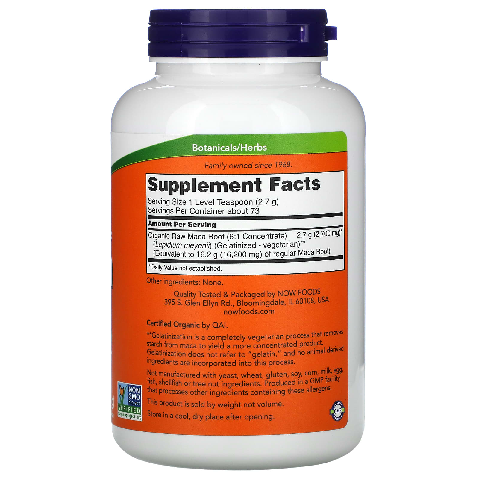 Порошок NOW Foods Certified Organic Maca Pure, 198 г — фото 2