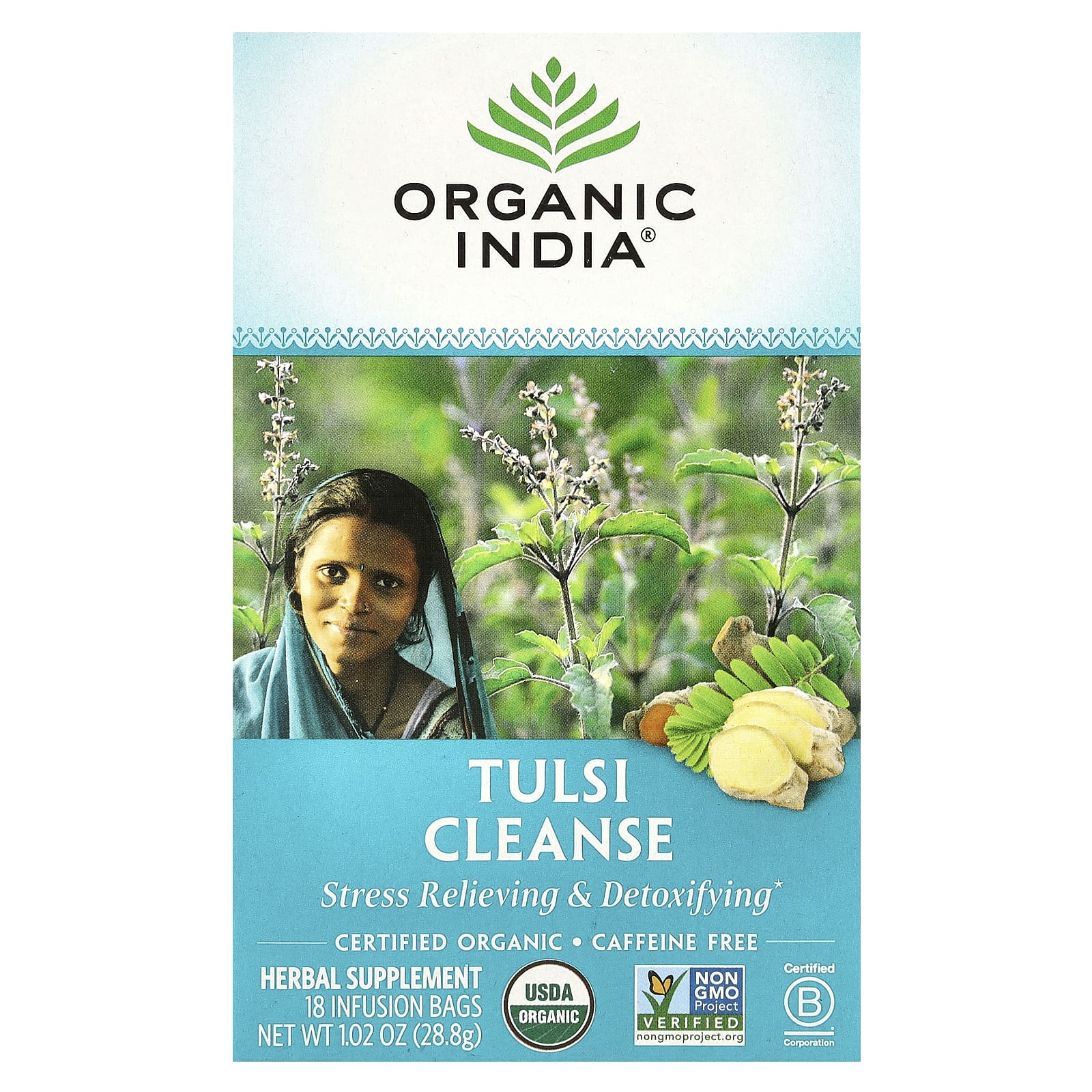 Чай Organic India Tulsi Cleanse Caffeine-Free, оттенок 18 Infusion Bags, 28.8 г — фото 2